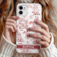 Dog Lovers, Dog Mom, Dog Dad, Pet Lovers, Pet Mom, Pet Dad, Happy - Toile De Jouy Dog Mom - Personalized Clear Phone Case