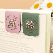 Reading,Gift For Yourself,Happy - From The Library Of, Gift For Book Lovers - Personalized Leather Magnetic Bookmark