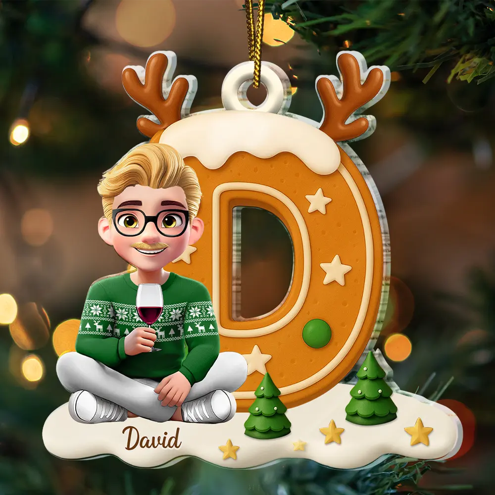 Christmas,Family,Gift For Kids,Happy - Gingerbread Letter Family Kids Keepsake - Personalized Custom Shaped Acrylic Ornament