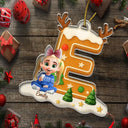 Christmas,Family,Gift For Kids,Happy - Gingerbread Letter Family Kids Keepsake - Personalized Custom Shaped Acrylic Ornament