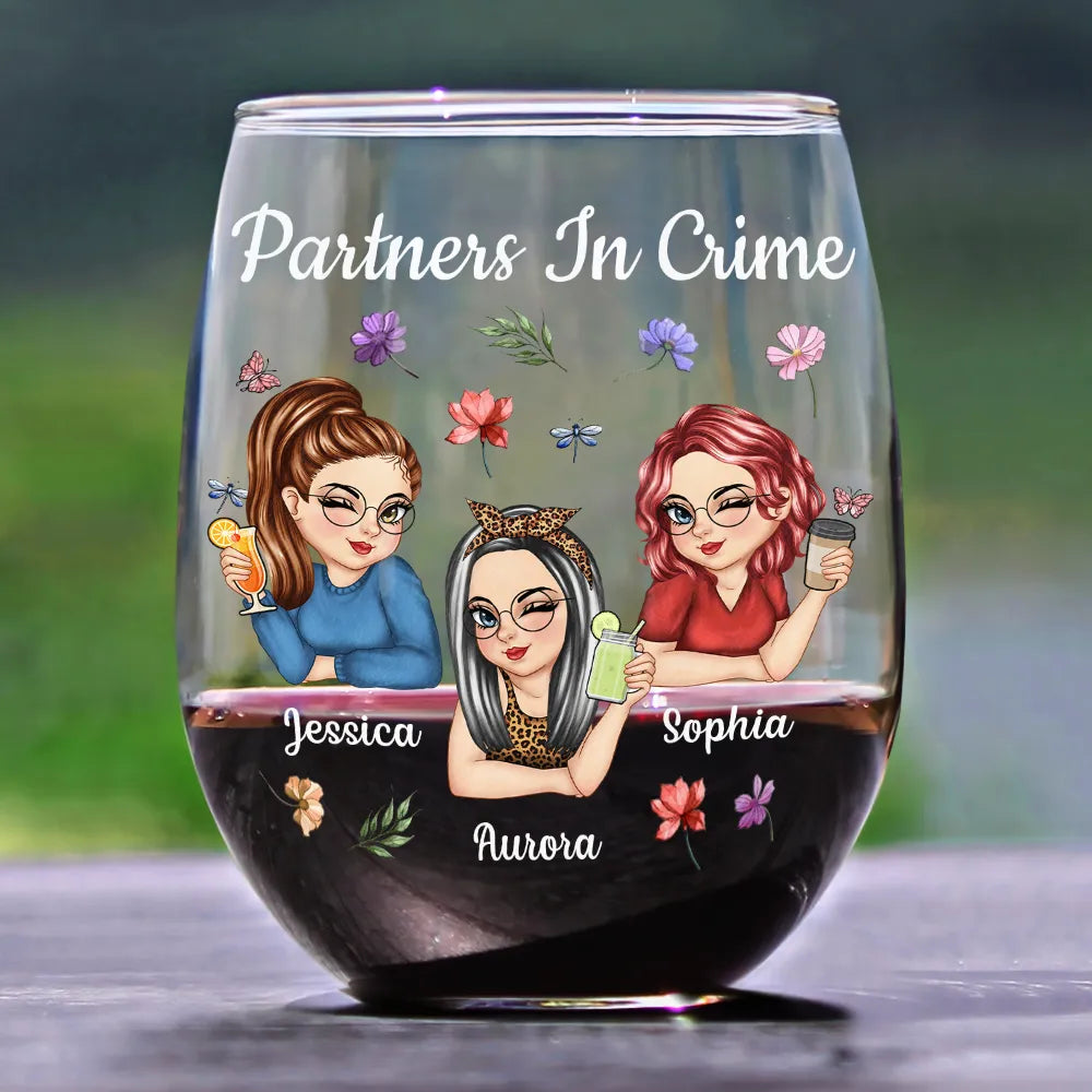 Gift For Bestie - Just Remember If We Get Caught Funny 3D Bestie - Personalized Stemless Wine Glass