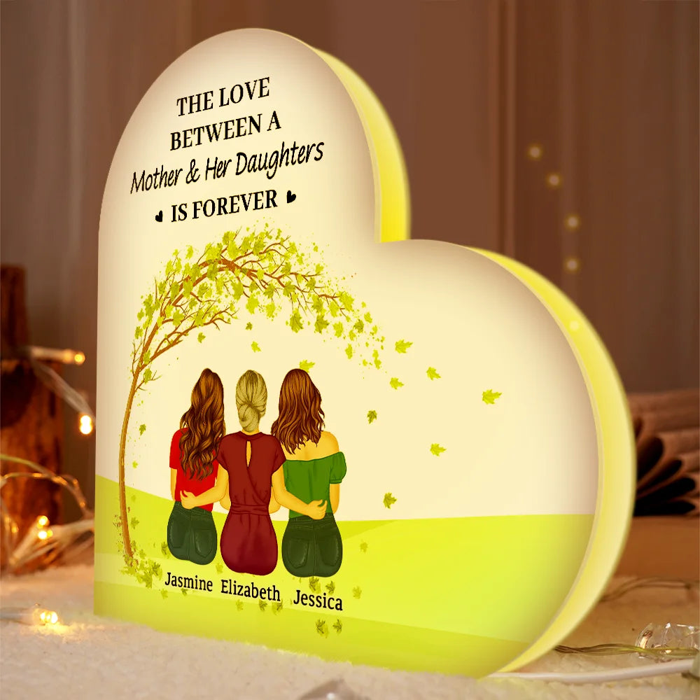 Gift For Women,Gift For Mother,Single Mom, Daughters,Sons,Children,Love - The Love Between A Mother & Her Daughters Sons - Personalized Custom Shaped Light Box