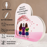 Gift For Women,Gift For Mother,Single Mom, Daughters,Sons,Children,Love - The Love Between A Mother & Her Daughters Sons - Personalized Custom Shaped Light Box