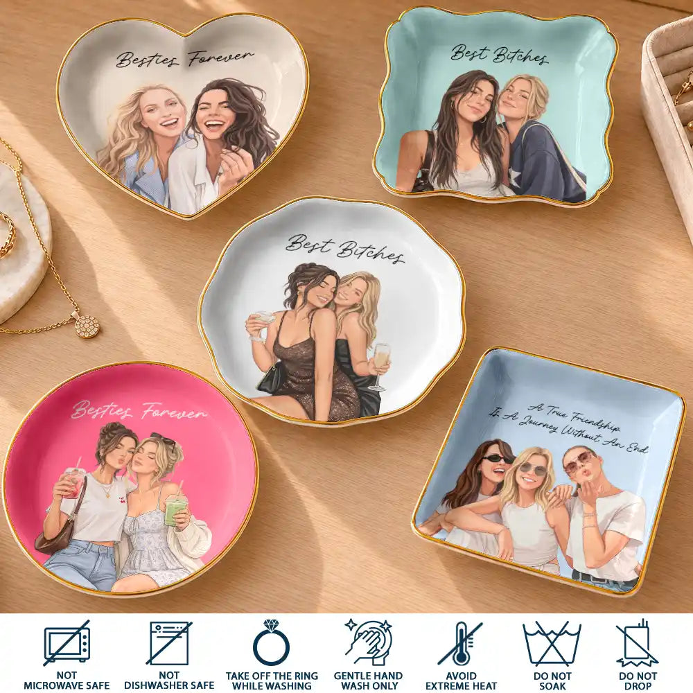 Afro Besties,Art Design,Christmas,Custom Photo,Gift For Bestie,Humorous,Photo - Semi Realistic Portrait,Top Market - Just Because Birthday Gift For Best Friend - Personalized Custom Photo Ring Dish