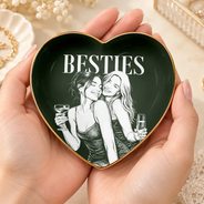 Afro Besties,Art Design,Christmas,Custom Photo,Gift For Bestie,Photo - Pencil Sketch - Dark BG,Sentimental,Top Market - Just Because Gift For Best Friend - Personalized Custom Photo Pencil Sketch Ring Dish
