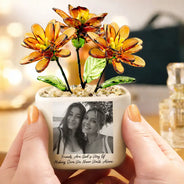 Afro Besties,Christmas,Custom Photo,Gift For Bestie,Humorous,Upload Full Photo - Gift For Best Friend - Personalized Custom Photo Glass Flower Plant Pot