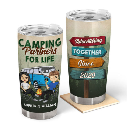 Adventuring Together - Gift For Camping Couple - Personalized Custom Tumbler