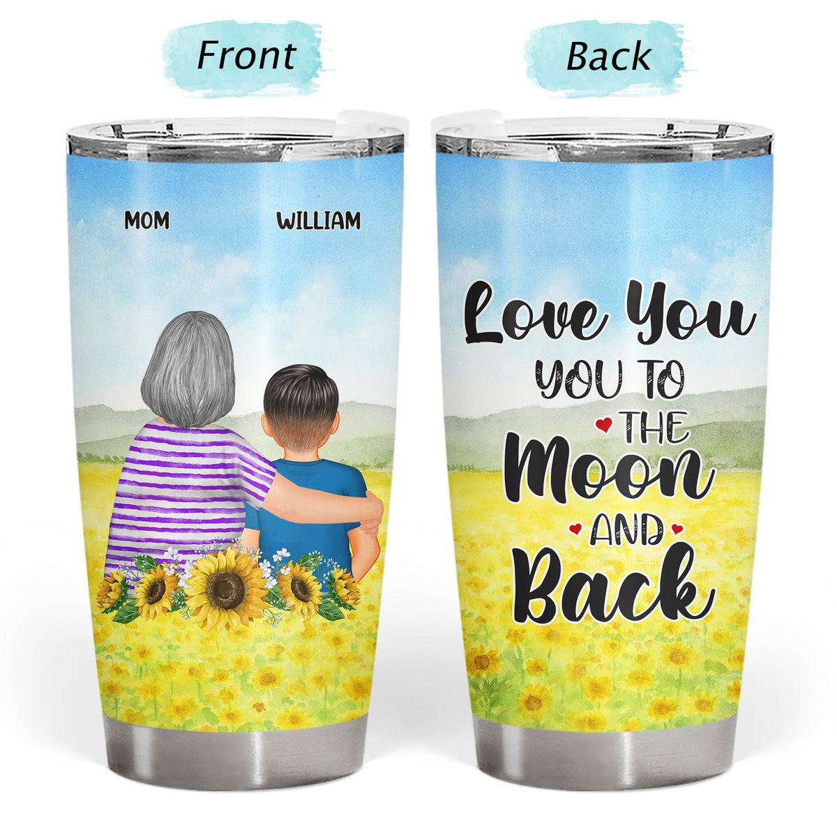 Mother & Son Forever Linked Together Watercolor Style - Birthday, Loving Gift For Mom, Grandma, Grandmother, Grandson - Personalized Custom Tumbler