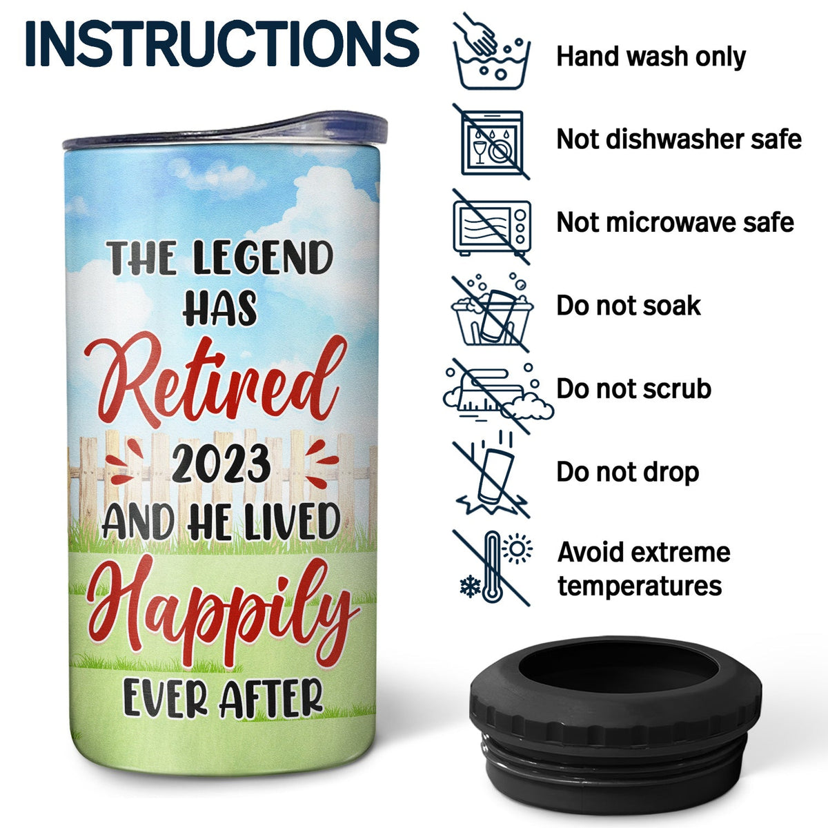 I Don't Give A Sip I'm Retired - Retirement Gift, Gift For Grandparents - Personalized Custom 4 In 1 Can Cooler Tumbler
