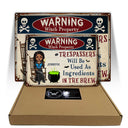 Halloween Witch Warning Trespassers Will Be Used As Ingredients - Backyard Sign, Home Decor Gift For Yourself - Personalized Classic Metal Signs