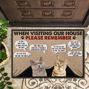 Custom Photo When Visiting My House Please Remember - Home Decor Gift For Cat Lovers - Personalized Doormat