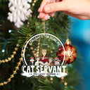 Congrats On Being My Cat Servant Funny Cartoon Style - Christmas Gift For Cat Lovers, Cat Moms, Cat Dads - Personalized Custom Shaped Acrylic Ornament