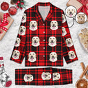 Custom Photo Dog Cat Face - Gift For Pet Lovers - Personalized Long Pajamas Set