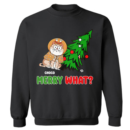 Merry What Funny Cartoon Cats - Christmas Gift For Cat Lovers - Personalized Sweatshirt