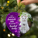 Custom Photo Dog Cat Forever In My Heart - Christmas Keepsake, Memorial Gift For Pet Lovers - Personalized Heart Ceramic Ornament