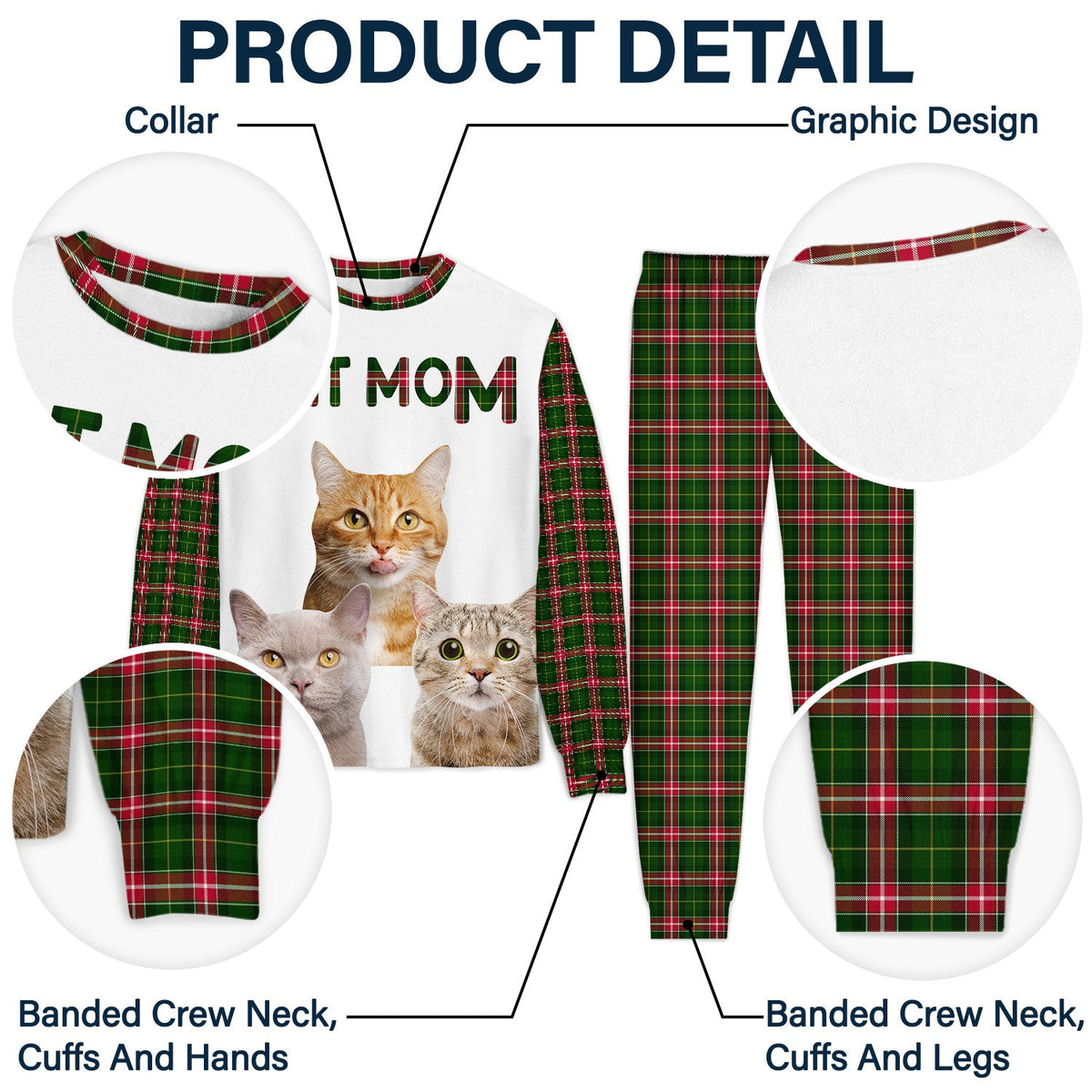 Custom Photo Cat Mom Cat Dad - Gift For Cat Lovers - Personalized Unisex Pajamas Set