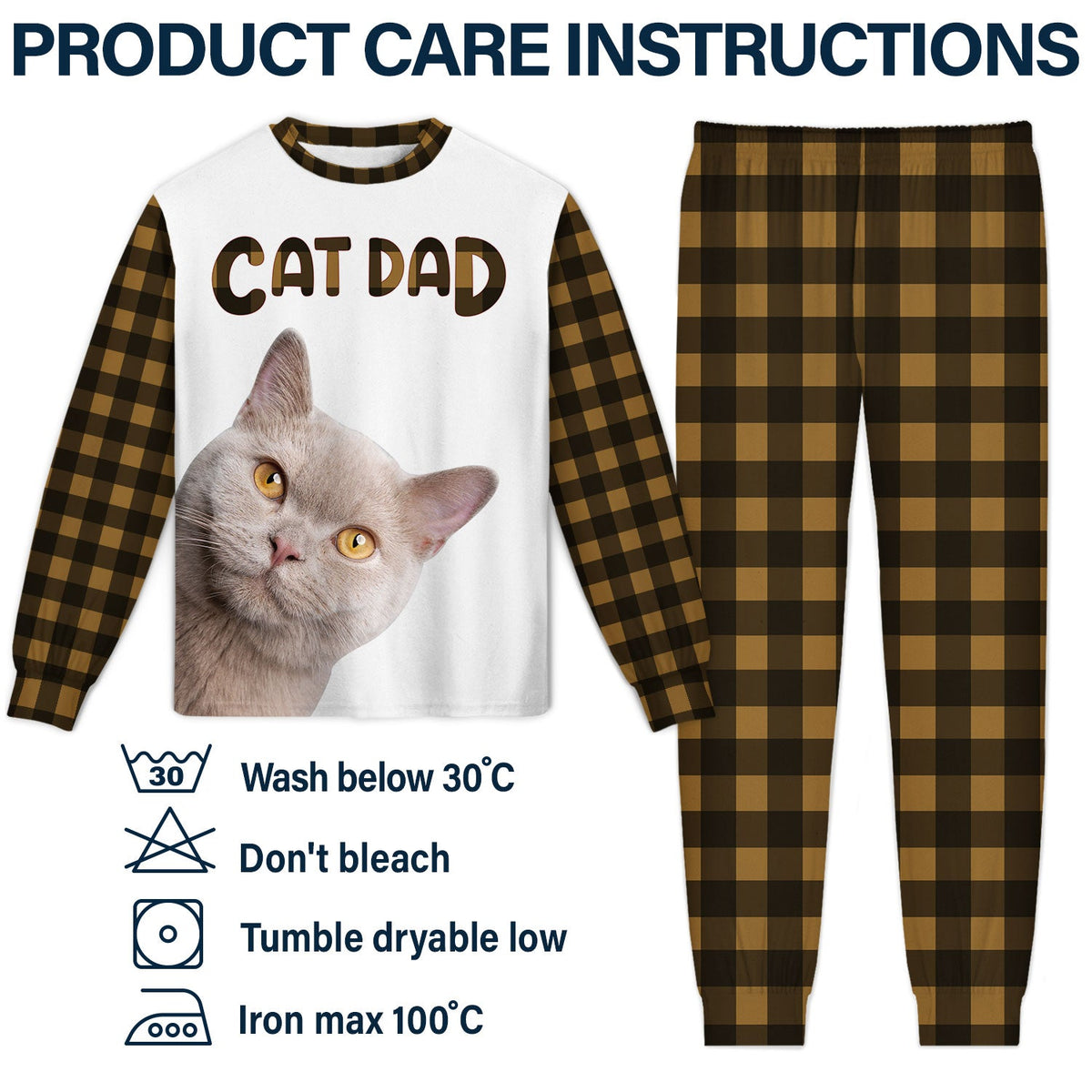Custom Photo Cat Mom Cat Dad - Gift For Cat Lovers - Personalized Unisex Pajamas Set