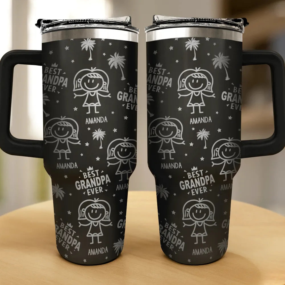 Gift For Father, Gift For Mother, Family, Happy - Palm Tree Best Dad Best Mom Ever - Personalized Engraved 40oz Tumbler