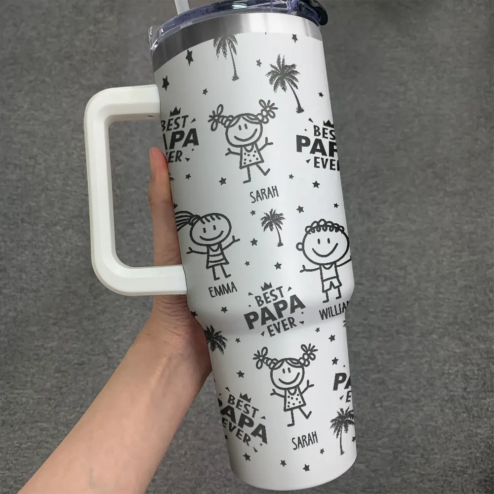 Gift For Father, Gift For Mother, Family, Happy - Palm Tree Best Dad Best Mom Ever - Personalized Engraved 40oz Tumbler