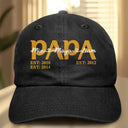 Gift For Father,Gift For Grandpa,Non-Eng,Custom Text,Proud - Papa Dad Est Year Custom Kid Name - Personalized Vintage Washed Denim Cap