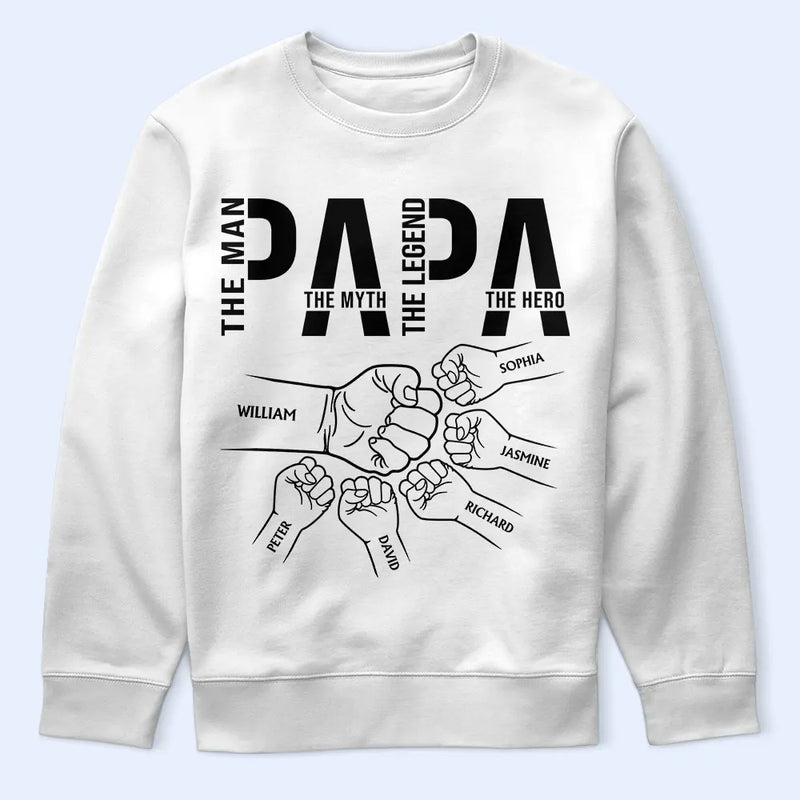 Papa The Man The Myth The Legend The Hero - Personalized T Shirt