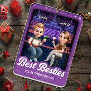 Gift For Bestie,Funny,Christmas - Partner In Crime 3D Effect Bar Bestie - Personalized Custom Shaped Acrylic Ornament
