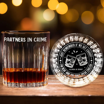 Partners In Crime Remember - Personalized Rocks Whiskey Glass