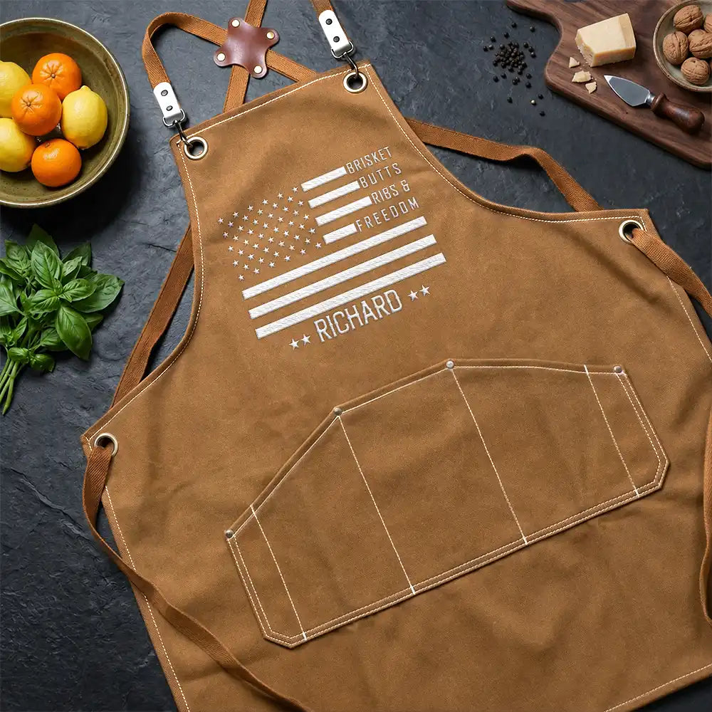 Gift For Husband,Gift For Boyfriend,Gift For Men,Gift For Uncle,Gift For Grandpa,Gift For Father,Grilling,Independence Day,Special Font,Humorous - Patriotic BBQ Grill Master - Personalized Embroidered Apron