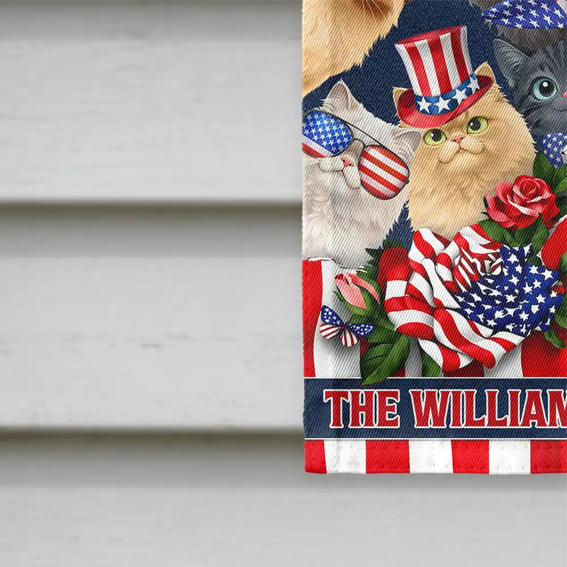America 250th, Independence Day, Pet Lovers, Playful, Vector - Patriotic Dog Cat 250 Years Of Freedom - Personalized Flag