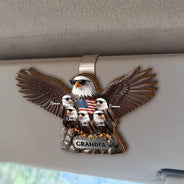 Gift For Father,Gift For Grandpa,Independence Day,Happy,Vector,Proud - Patriotic Eagle Dad Grandpa - Personalized Custom Shaped Car Visor Clip