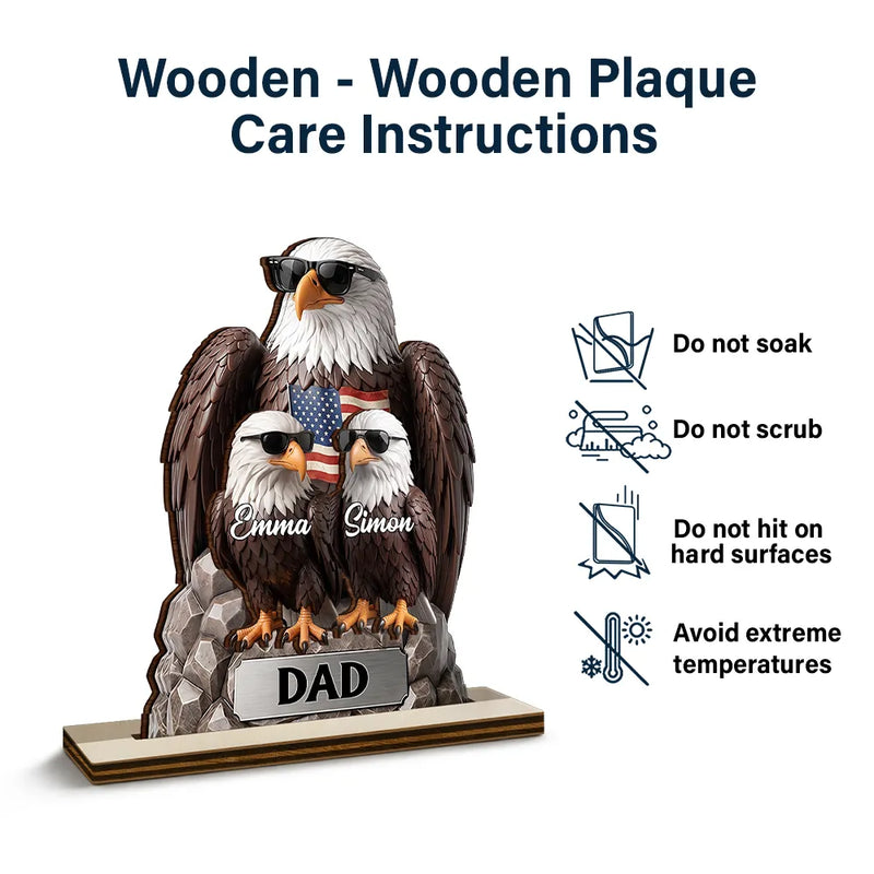 Independence Day,Gift For Father,Gift For Grandpa,Happy,Vector,Proud - Patriotic Eagle Dad Grandpa - Personalized Custom Shaped Wooden Plaque