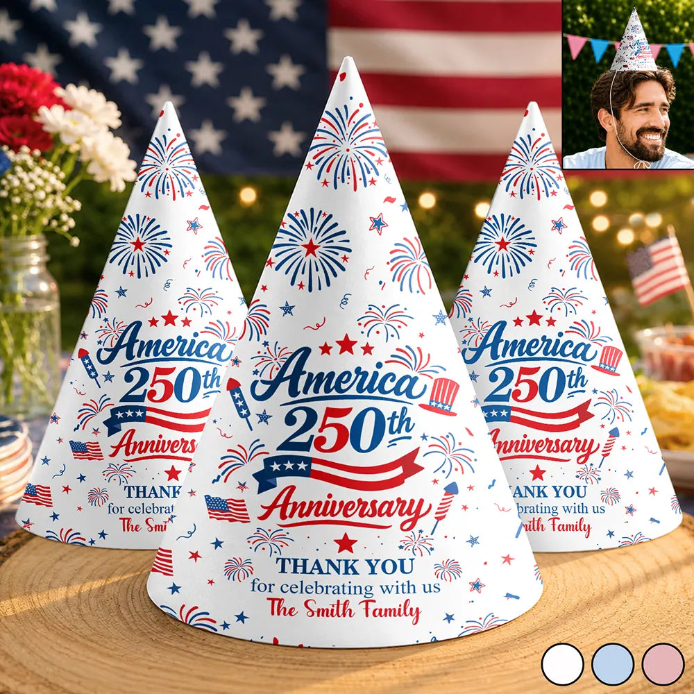 Patriotic Thank You For Celebrating With Us - Personalized Party Hats