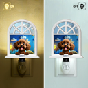 Dog Lovers,Dog Mom,Dog Dad,Happy,Christmas - Paw Guards In The Windowsill - Personalized Plug-in Night Light