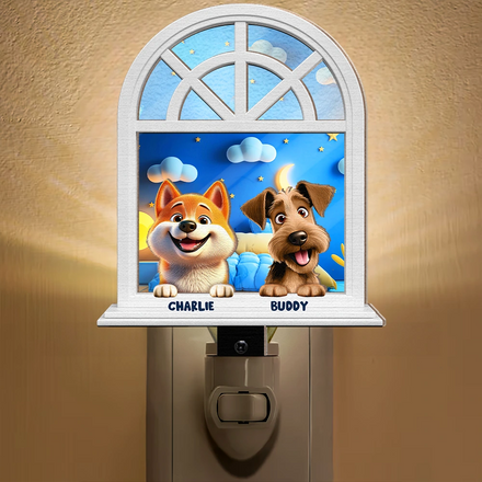 Paw Guards In The Windowsill - Personalized Plug-in Night Light