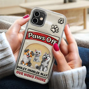 Pet Lovers,Funny - Paws Off Mom Dad Dog Cat Pet Lover - Personalized Clear Phone Case