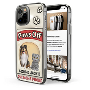 Pet Lovers,Funny - Paws Off Mom Dad Dog Cat Pet Lover - Personalized Clear Phone Case