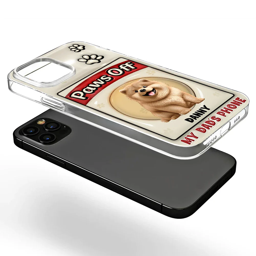Pet Lovers,Funny - Paws Off Mom Dad Dog Cat Pet Lover - Personalized Clear Phone Case