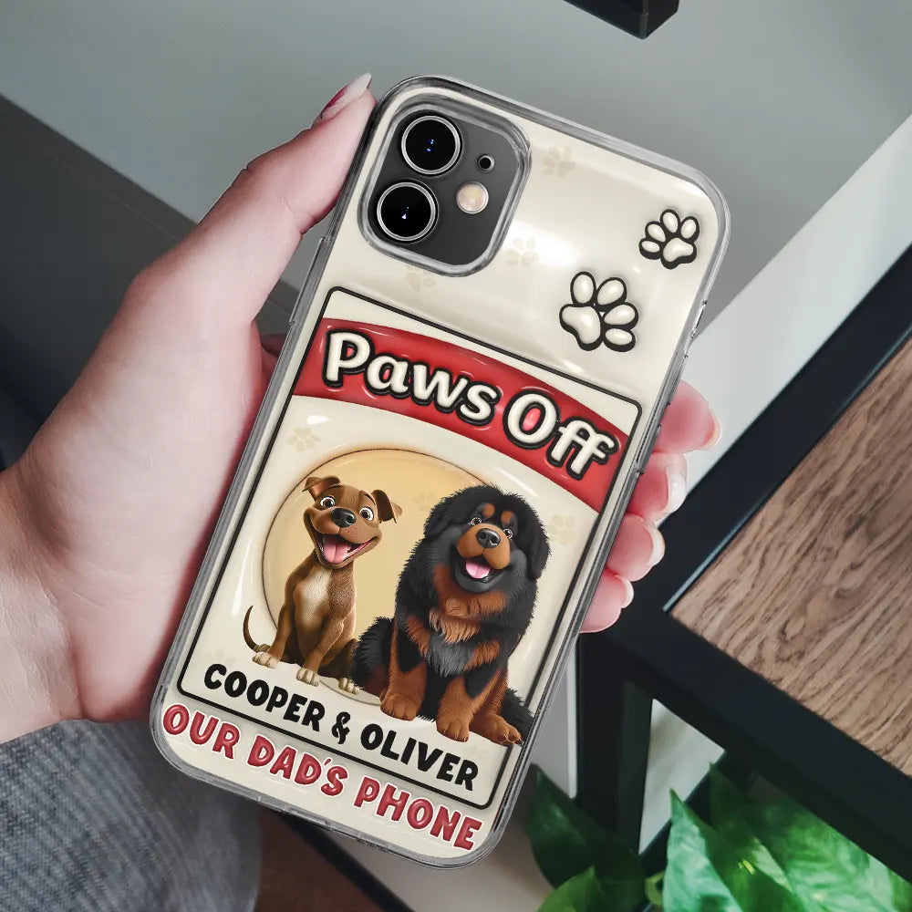 Pet Lovers,Funny - Paws Off Mom Dad Dog Cat Pet Lover - Personalized Clear Phone Case