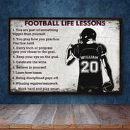 Personalized American Football Life Lessons White Custom Poster
