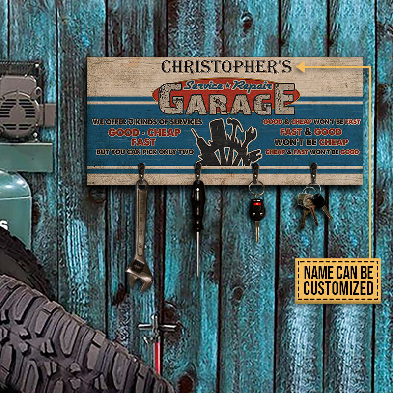 Personalized Auto Garage Kinds Of Service Custom Wood Key Holder
