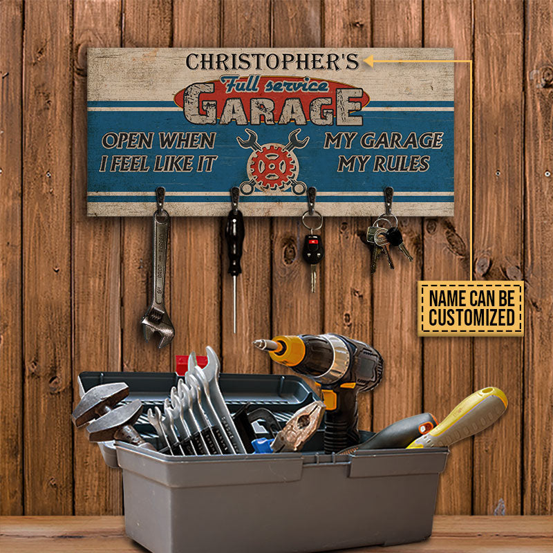 Personalized Auto Mechanic Garage Open When I Feel Like Custom Wood Key Holder