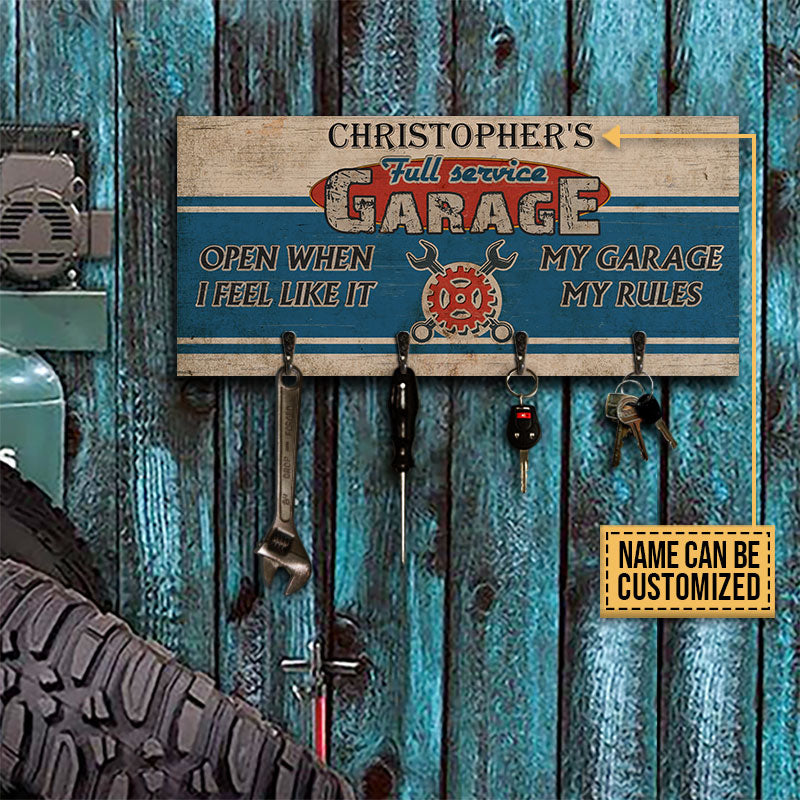 Personalized Auto Mechanic Garage Open When I Feel Like Custom Wood Key Holder