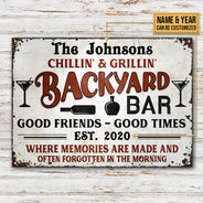 Personalized Backyard Bar Where Memories Are Made Custom Classic Metal Signs