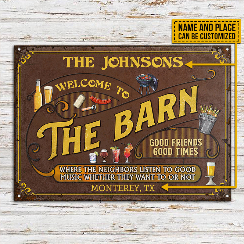 Personalized Barn Listen To The Good Music Custom Classic Metal Signs
