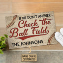 Personalized Baseball Check The Ball Field Customized Doormat