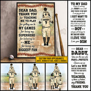 Personalized Baseball Dad And Child Thank You Dad Custom Quotes Custom Poster