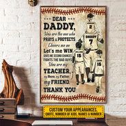 Personalized Baseball Dad And Child Thank You Dad Custom Quotes Custom Poster