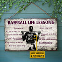 Personalized Baseball Life Lessons-Customized Wood Rectangle Sign