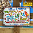 Personalized Beach Surfing Our Paradise Customized Classic Metal Signs