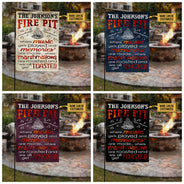 Personalized Camping Firepit Get Toasted Black Customized Flag